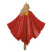 Decorative ornament of a character with a red cape and yellow top on a white background