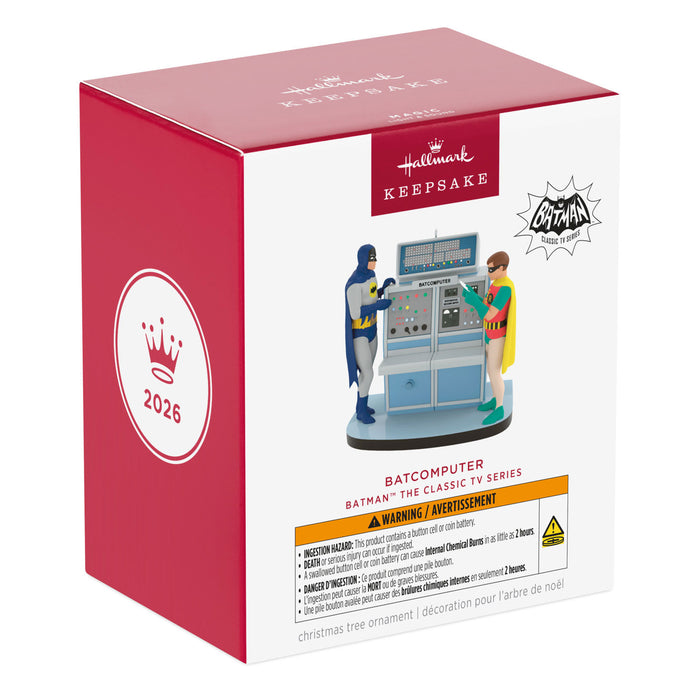 Hallmark Keepsake Christmas ornament packaging featuring Batman and Batcomputer.