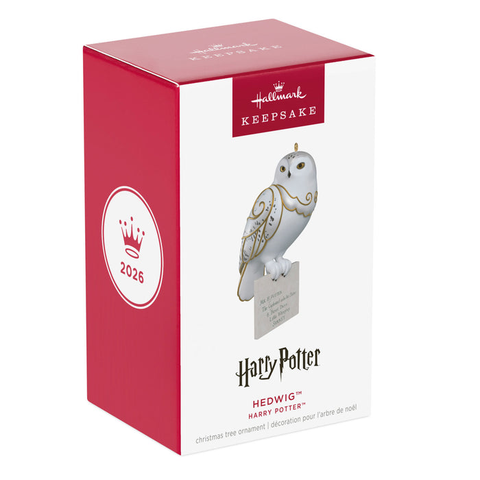 Hallmark Harry Potter Hedwig ornament packaging on a white background