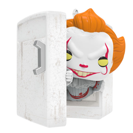 Toy figure of a character with orange hair and white face in a white box on a white background