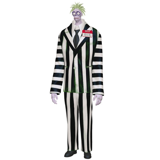 Costume with black and white striped suit on a white background