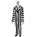 Costume with black and white striped suit on a white background