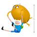 Small figurine of a cartoon character being lifted by another character with dimensions indicated.