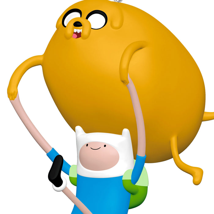 Cartoon character holding onto a large, round, yellow creature with a white background
