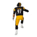 Football player in black and yellow uniform with 'Heyward 97' on a white background