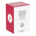 Red and white box with a baseball design and text on a white background
