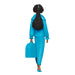Blue outfit with matching suitcase on a white background