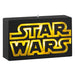 Star Wars logo ornament on a black base with gold text