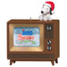 Snoopy in a Santa hat on top of a vintage TV showing 'A Charlie Brown Christmas'.