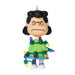 Character ornament with Christmas lights on a white background