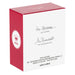 Red and white box with branding and text on a white background