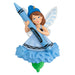 Fairy figurine holding a blue crayon with Crayola branding on a white background