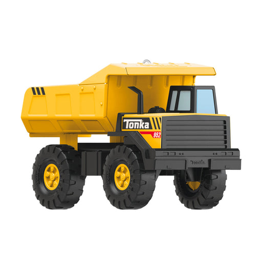 Toy dump truck with 'Tonka' branding on a white background