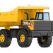 Yellow and black toy dump truck with 'Tonka' branding on a white background