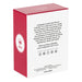 Red and white box with text and a logo on a white background
