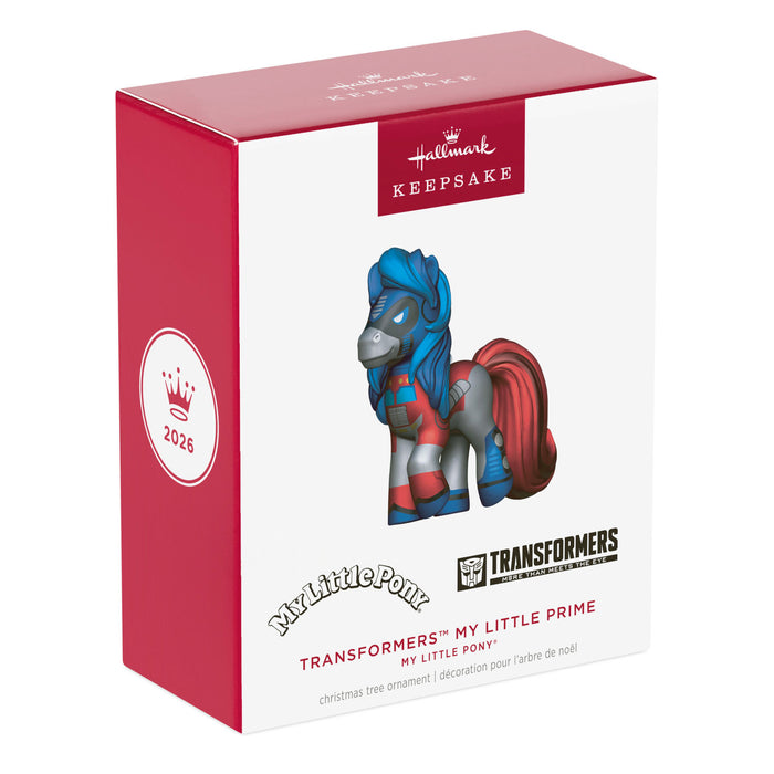 Hallmark Keepsake ornament packaging featuring a Transformers-themed My Little Pony figure.