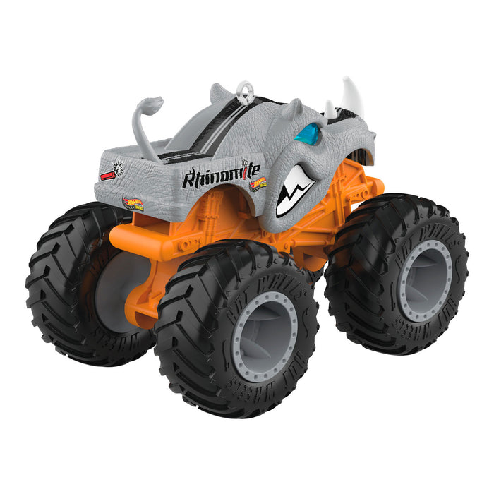 Toy monster truck with large wheels on a white background