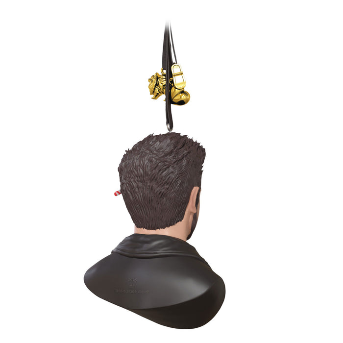 Bust of a person with a gold key on a white background