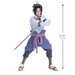 Anime character figure with a sword, measurement details on a white background