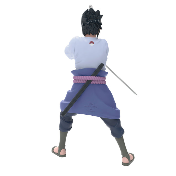 Animated character in a blue outfit with a sword on a white background