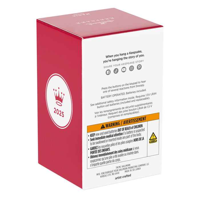 Peanuts® 75th Anniversary Hello, Snoopy! 2025 Ornament With Sound