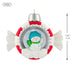 Decorative ornament with a snowman inside a life preserver, featuring a measurement indicator.
