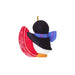 Decorative penguin ornament with a colorful scarf on a white background