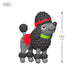 Miniature poodle figurine with a red bow and green collar, showing size measurement on a white background.