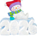 Snowman figurine with colorful hat and scarf on a '2026' block.