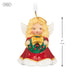 Miniature angel figurine with a wreath, size indicated on a white background