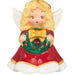 Christmas angel figurine holding a wreath on a white background