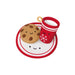 Cookie and mug with smiling faces on a white background