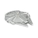 Metallic model of a spaceship on a white background