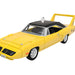 Yellow model car with black roof on a white background