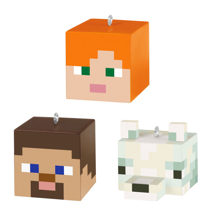 Mini Minecraft Alex, Steve and Arctic Fox 2025 Ornaments, Set of 3