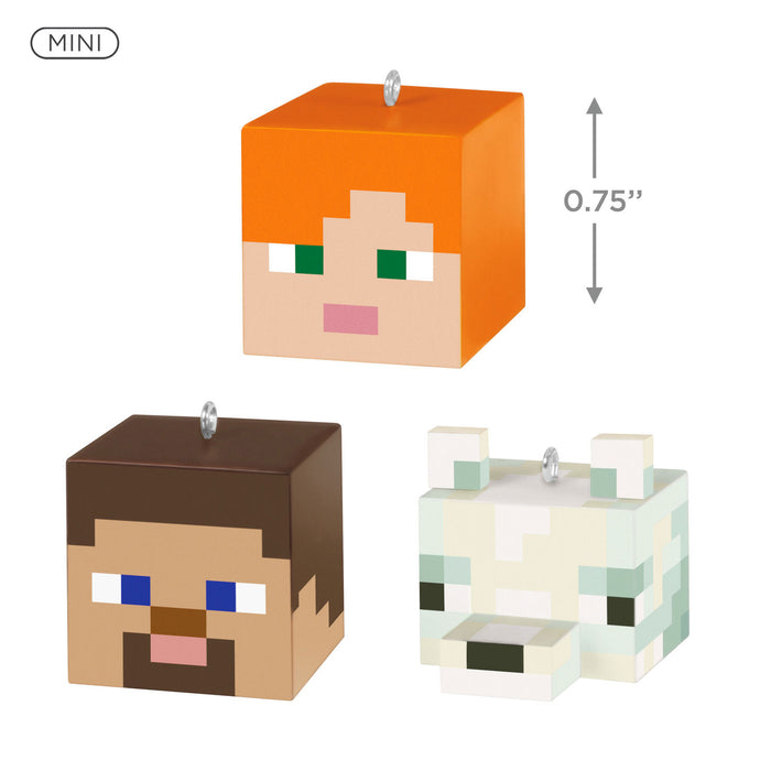 Mini Minecraft Alex, Steve and Arctic Fox 2025 Ornaments, Set of 3
