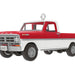 Model of a red and white Ford truck on a white background