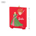 Barbie ornament with red background and character illustration, featuring 'Barbie' branding.