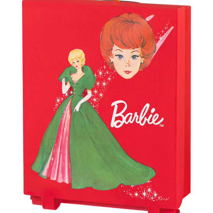 Barbie box with vintage design on a red background