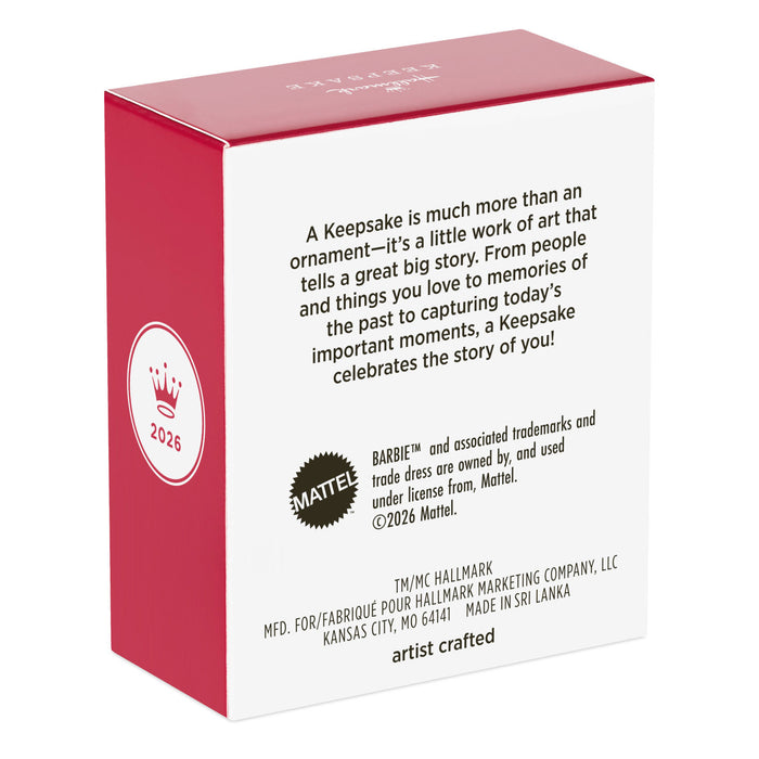 Back of a Barbie Keepsake box with branding and product description.