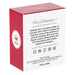 Gift box with red and white design featuring text and branding