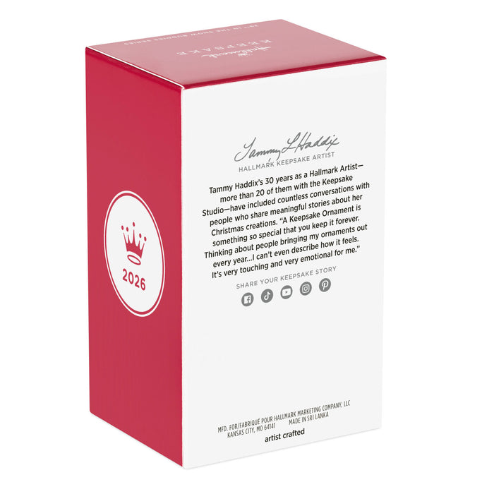 Red and white box with Hallmark Keepsake Artist branding and text