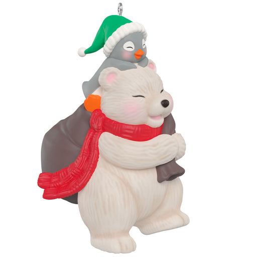 Christmas ornament with a polar bear and penguin friend on a white background