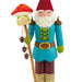 Colorful gnome figurine with a mushroom staff on a white background