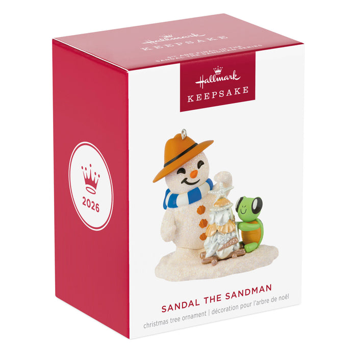 Hallmark Keepsake Christmas ornament packaging with a snowman and turtle design.