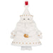 White ceramic Santa Claus ornament with gold accents on a white background