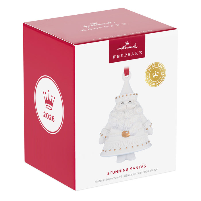 Hallmark 2026 Christmas ornament packaging with Santa Claus figure on a white background