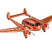 Model airplane with a metallic orange finish on a white background