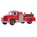 Red fire truck model on a white background