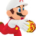 Cartoon character in red overalls holding a glowing red object